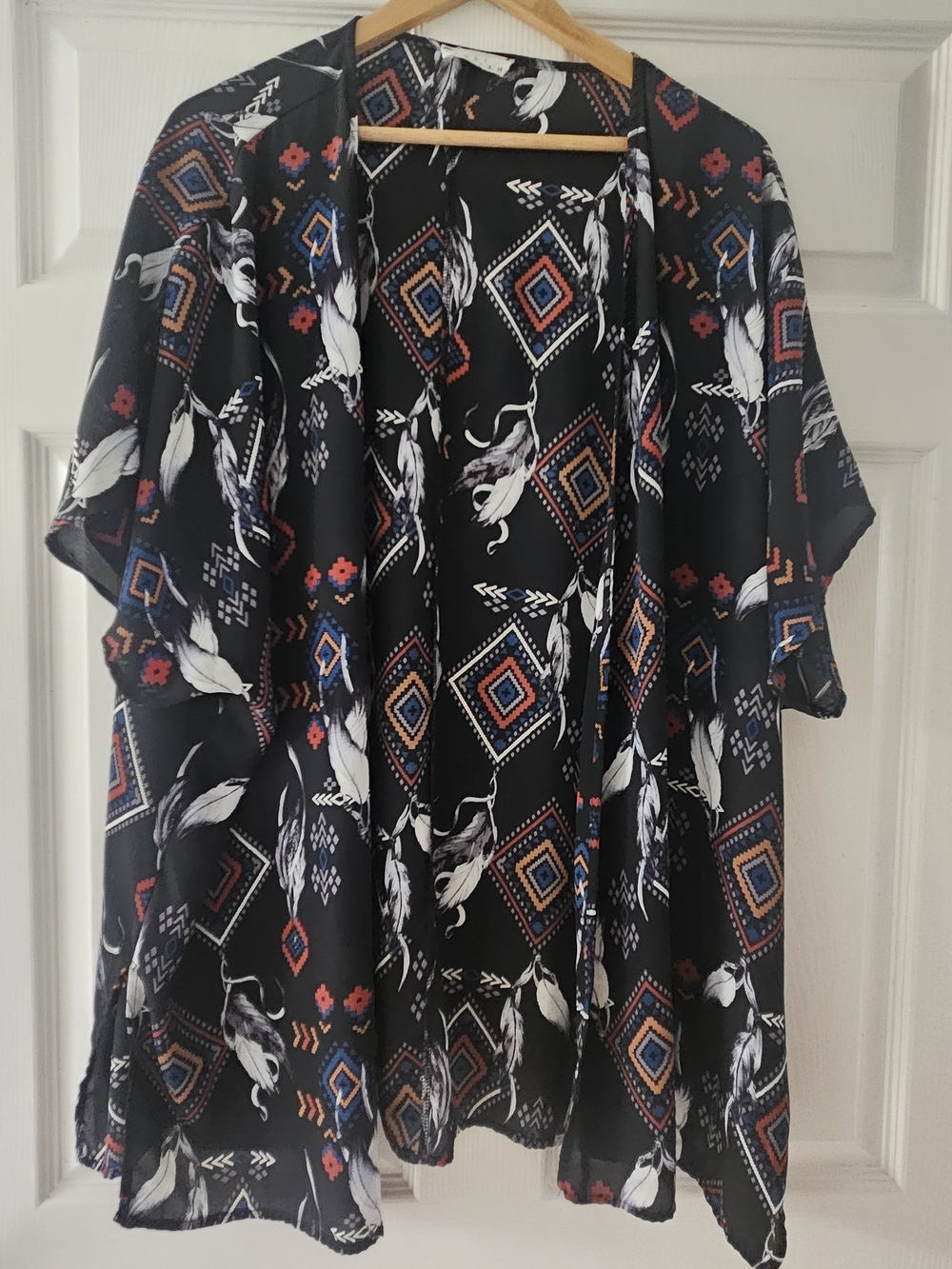 Black Aztec & Skull Print Womens Cardigan / Kimono
